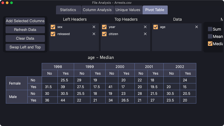 With Modern CSV, you can analyze your CSV files.
