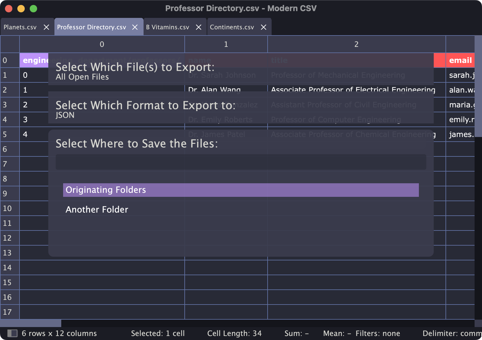 Export To JSON or XML