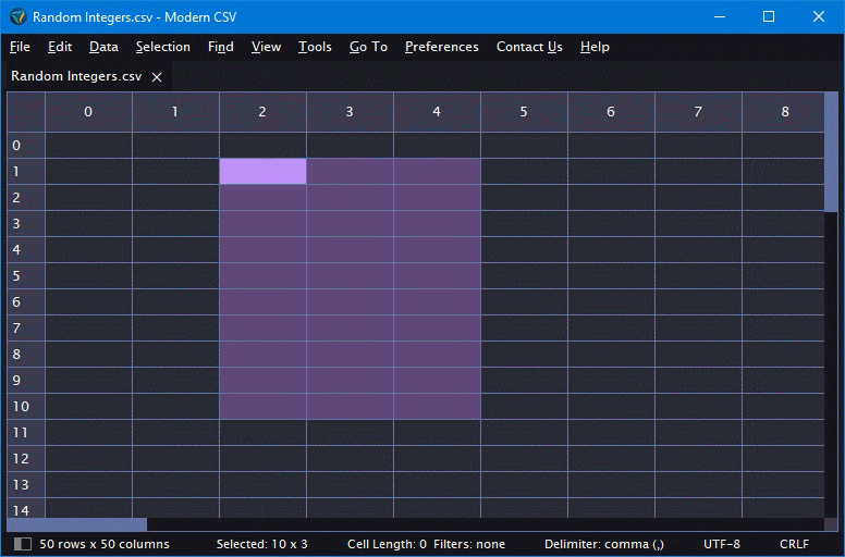 Random Integers in Selected Cells